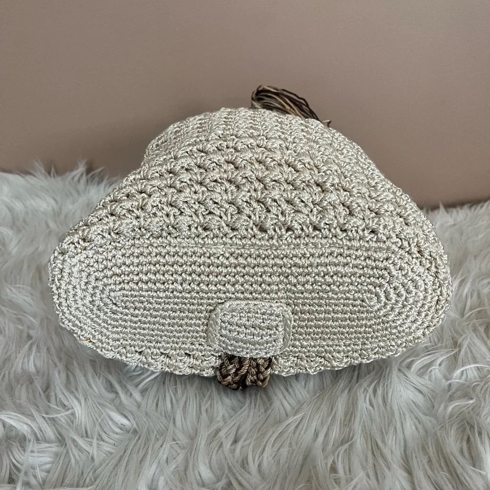 {The SAK} Crochet Drawstring Backpack Purse in Ivory